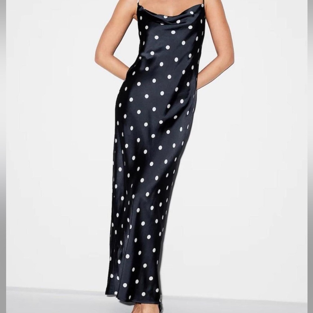 Old navy silk blue polka dots dress - size s